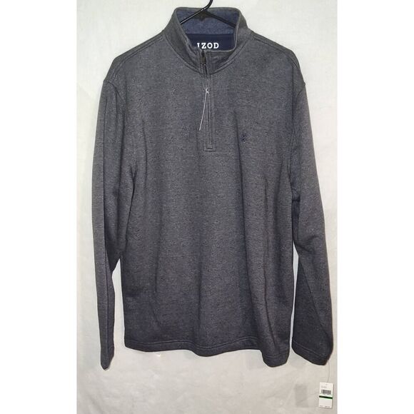 IZOD 1/4 ZIP PULLOVER Color ASPHALT LARGE cotton/poly blend NWT MSRP $60 - Picture 1 of 8
